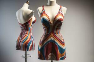 Women's dress on a mannequin in a fashion store. ai generative photo