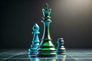 Different chess piece on a solid color background. ai generative photo