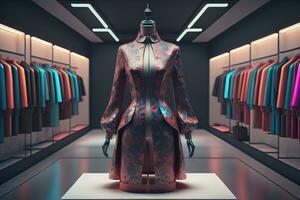 Futuristic fashion mannequin in the store. ai generative photo