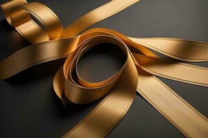 Shiny satin ribbon in brown color isolated on white background. ai generative photo