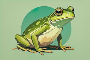 Frog on a green background. Vector illustration of a frog. ai generative photo