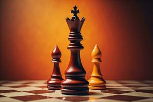Different chess piece on a solid color background. ai generative photo