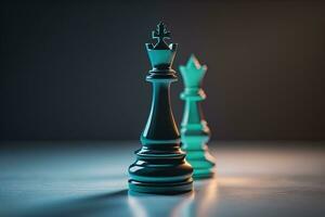 Different chess piece on a solid color background. ai generative photo
