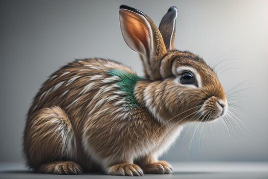 Easter bunny on a solid color background. ai generative photo