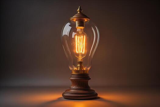 Lantern with glowing light on dark background. ai generative photo