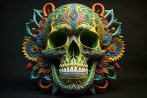 Day of the Dead sugar skull. Mexican sugar skull. ai generative photo