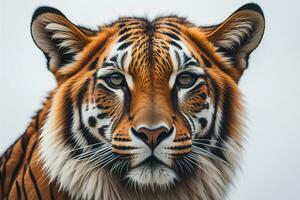 Portrait of a tiger on a solid color background. Close-up. ai generative photo