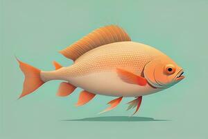 Illustration of a fish on a blue background, vector illustration. ai generative photo