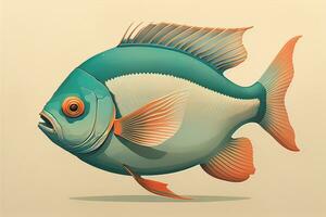 Illustration of a fish on a yellow background, vector illustration. ai generative photo