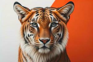 Portrait of a tiger on a solid color background. Close-up. ai generative photo
