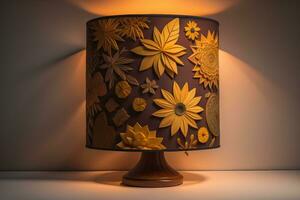 a decorative and colorful lamp on a solid color background. ai generative photo