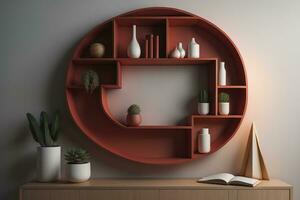 Bookshelf in scandinavian interior. ai generative photo