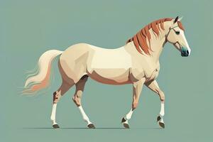 Brown and white horse standing. Vector illustration. ai generative photo