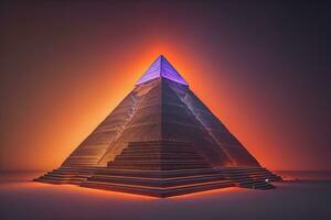 Creative and colorful pyramid on a solid color background. ai generative photo