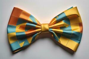 Beautiful and stylish bow tie on a solid colored background. ai generative photo