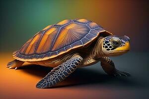 a sea turtle isolated on solid color background. ai generative photo