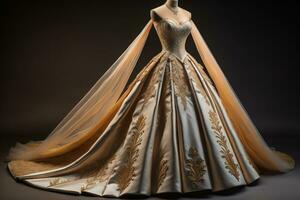 Wedding dress on a mannequin. ai generative photo