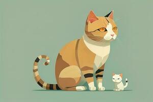 Cute cat sitting on the floor. Vector illustration in retro style. ai generative photo