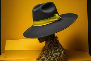 Stylish female hat on mannequin. ai generative photo