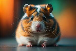 Hamster on a solid color background. Close-up of a hamster. ai generative photo