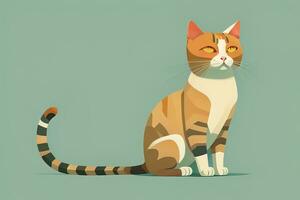 Cute cat sitting on the floor. Vector illustration in retro style. ai generative photo