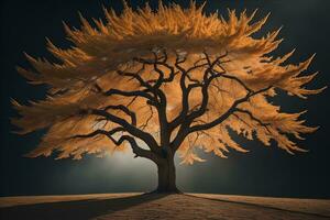 Fantasy Silhouette of a tree in the desert. ai generative photo