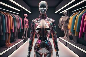 Futuristic fashion mannequin in the store. ai generative photo