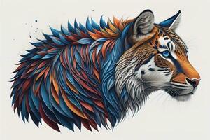 Tiger head with colorful background. ai generative photo