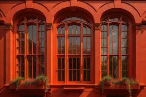 Colorful windows of a typical house in the city, ai generative photo