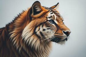 Portrait of a tiger on a solid color background. Close-up. ai generative photo