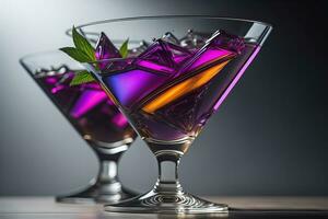 Cocktail in a glass on a solid color background. ai generative photo