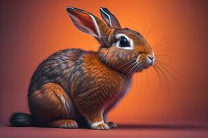 Easter bunny on a solid color background. ai generative photo