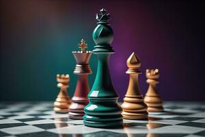 Different chess piece on a solid color background. ai generative photo