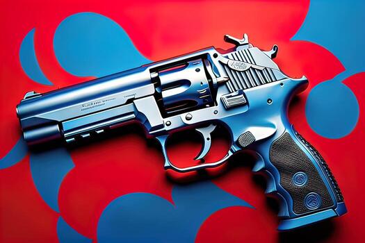 semiautomático pistola en un sólido color antecedentes. de cerca. ai generativo foto