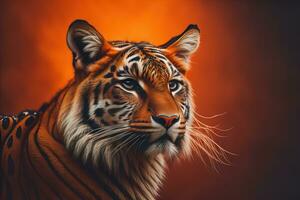 Portrait of a tiger on a solid color background. Close-up. ai generative photo