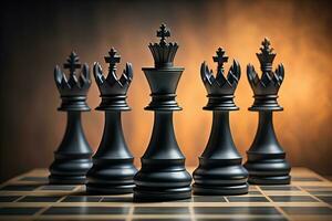 Different chess piece on a solid color background. ai generative photo