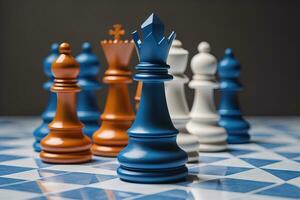 Different chess piece on a solid color background. ai generative photo