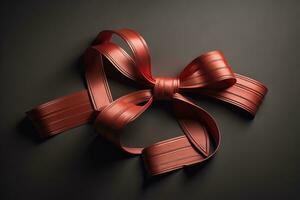 Shiny satin ribbon in brown color isolated on white background. ai generative photo