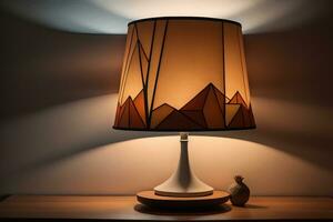 decorativo mesa lámpara en sólido color antecedentes. ai generativo foto