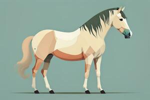 Brown and white horse standing. Vector illustration. ai generative photo