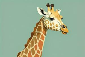 Giraffe isolated on green background. Cartoon style. Vector illustration. ai generative photo