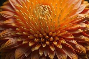 Beautiful yellow dahlia flower on dark background, closeup. ai generative photo