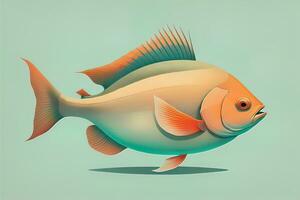 Illustration of a fish on a blue background, vector illustration. ai generative photo