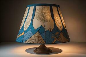 a decorative and colorful lamp on a solid color background. ai generative photo