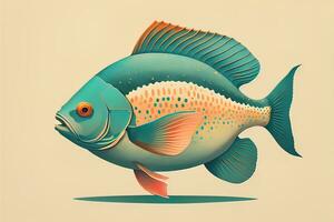 Illustration of a fish on a yellow background, vector illustration. ai generative photo