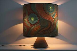 a decorative and colorful lamp on a solid color background. ai generative photo