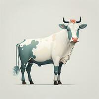 Illustration of a portrait of a cow on a grey background. ai generative photo