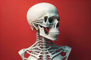 a human skeleton on a solid color background. ai generative photo