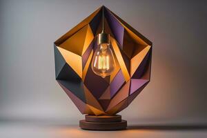 a modern lamp on a solid color background. ai generative photo