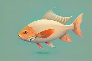 Illustration of a fish on a blue background, vector illustration. ai generative photo